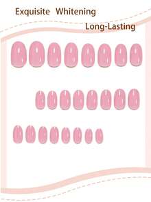 24 buah Kuku Palsu Tempel Pendek Oval Lucu Warna Pink Solid, Menutupi Seluruh Permukaan, untuk Wanita dan Anak Perempuan, Termasuk 1 Lembar Perekat dan 1 Kikir Kuku Mini, Cocok untuk Pesta Musim Panas, Kantor, dan Pemakaian Sehari-hari, Pengiriman Acak - Berwarna merah muda - View 2