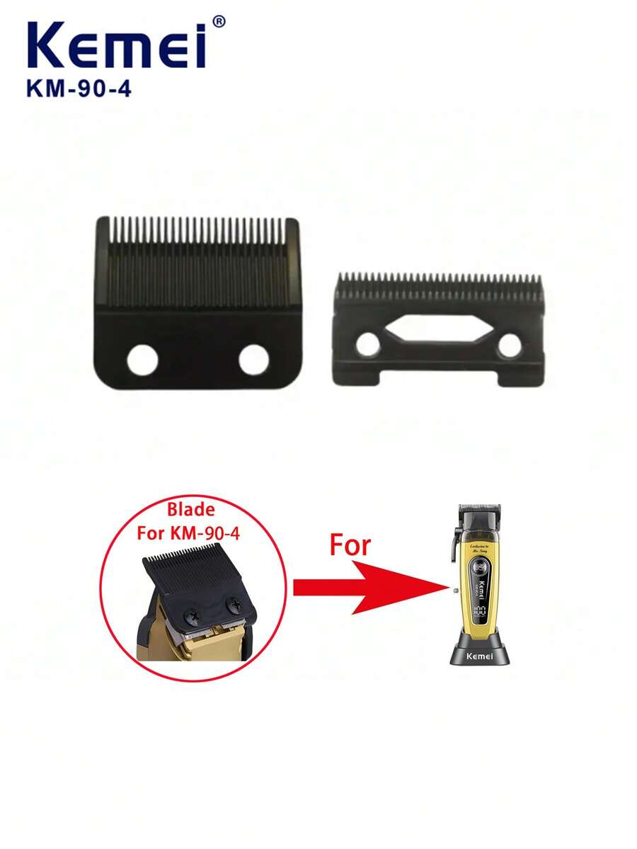 Set Pengganti Mata Pisau Mesin Cukur Rambut Elektrik KM-90-4, Mata Pisau Pengganti Khusus untuk Mesin Cukur Rambut Elektrik Kemei, Aksesoris Mata Pisau Cadangan Asli Pabrik - Hitam - View 1