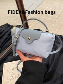 New Fashionable Solid Color Minimalist PU Bucket Bag, Elegant High-End Handbag Suitable For Work, Shopping, Dating, Versatile - Baby Blue - View 4