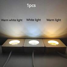 1pc LED Wooden Display Stand, 3D Crystal Glass Resin Art Display Rack, Aroma Diffuser Decor, Warm Light, White Light, Warm White Light, RGB Color Lighting Modes, Desktop & Room Decorative Art, Glowing Night Light, Creative Holiday Gift Ambient Lamp, USB Powered Desk Lamp - Multicolor - View 26