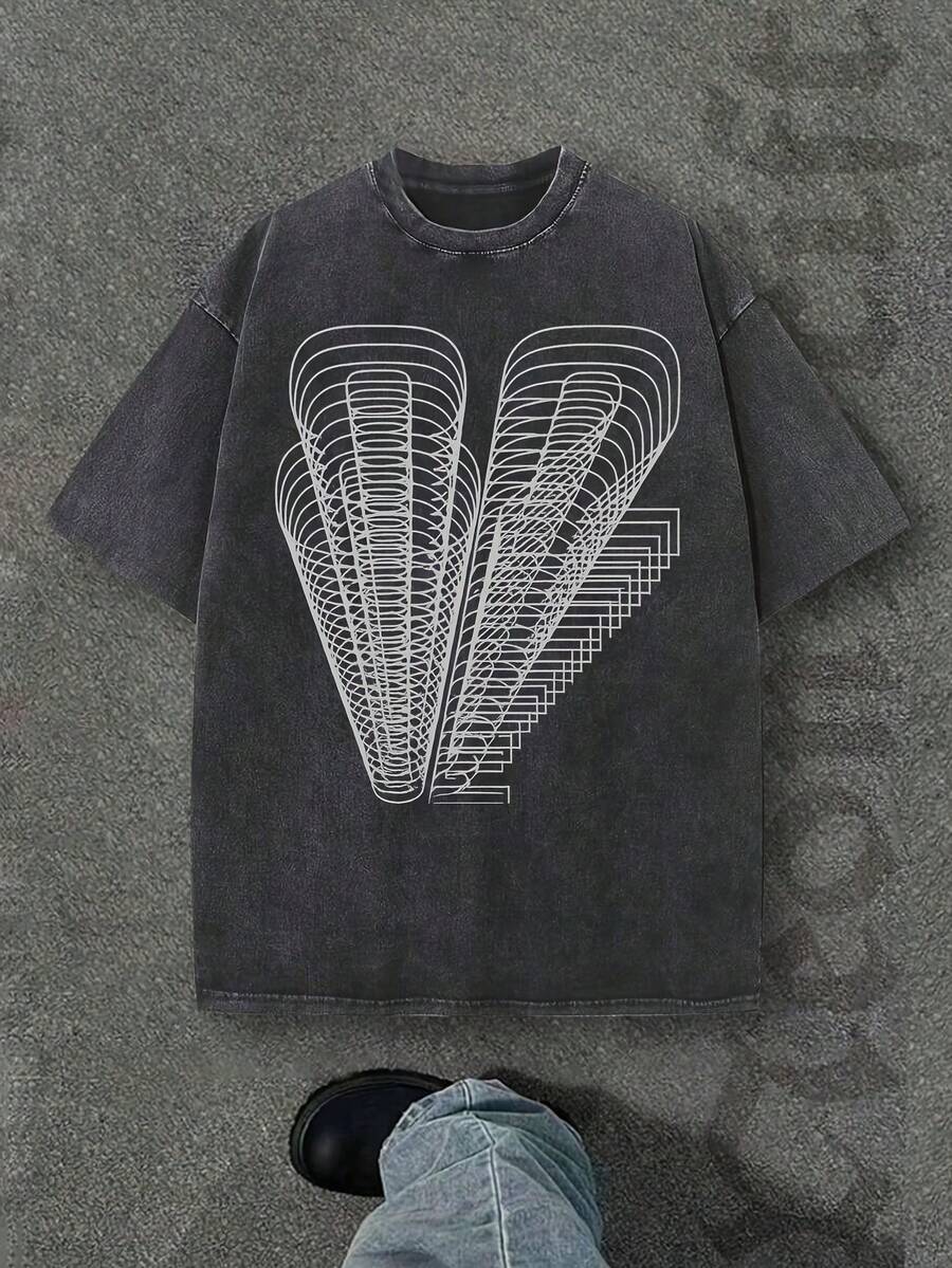 Camiseta casual vintage cómoda y lavada para mujer, camiseta de manga corta con cuello redondo,% algodón lavado y versátil para hombre, adecuada para uso diario y atuendos de, estilo unisex. - Negro - Ver 1