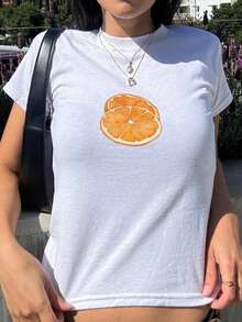 Camiseta Casual, Camiseta con Estampado de Verano, Camiseta Estética Coqueta, Camiseta Retro con Estampado de Frutas, Camiseta Vintage Estética Y2K, Camiseta Naranja, Atuendo Estilo Boho, Camiseta con Vibra de Verano, Camisetas para Mujer, Camisetas Gráficas, Camisetas de Fiesta, Estilo, Atuendos de Vacaciones, Atuendos Tropicoqueta, Atuendo, Imprescindible para Fans, 100% Algodón, Duradera - Blanco - Ver 7