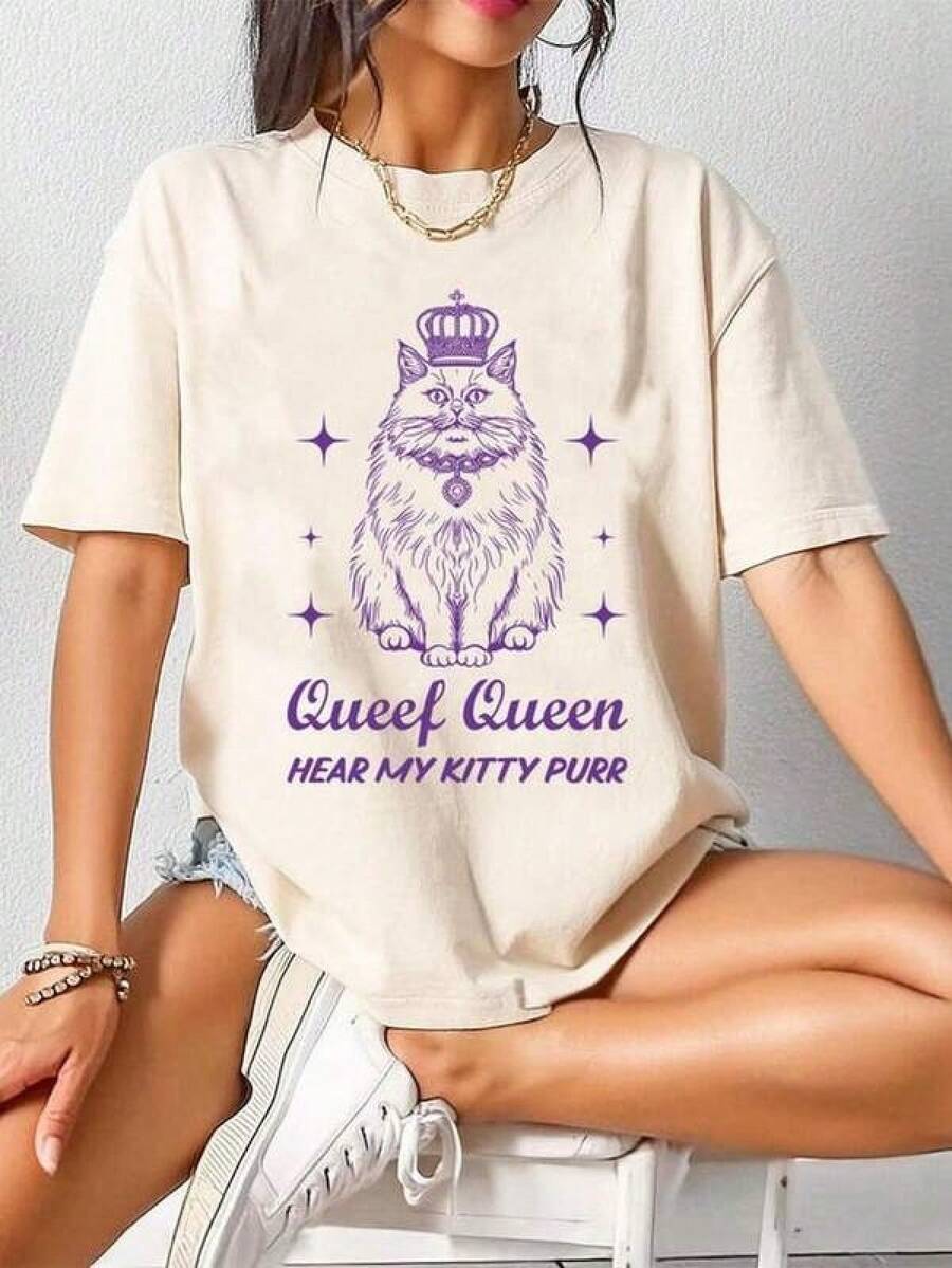 Camiseta informal de mujerQueef Queen FaT1 C-At Adult Shirt, Unhinged T-EE Inappropriate Dirty T-Shirt ExcH-Ange, C-OmforT1 Colors T-EE, Funny Adult Saying Raunchy Gag Gift220G Premium Heavy Cotton T-Shirt - Ideal For US Women's Errands, Autumn Camping, And Holiday Shopping, A Cozy Gift For Grandmas & Friends, Women's Loose Outfits, Vacation Tops, Halloween Costume Underlayers,Camisetas para hombre, camisetas para niños, camisetas con estampado de gatos y perros, camisetas para uso diario, camisetas de apoyo a la Copa del Mundo, camisetas de la Copa del Mundo 2026, camisetas estampadas, ropa de Pascua, - Blanco - Ver 1