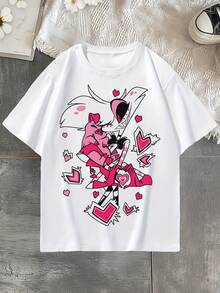 Angels Dusts And Nuggets Shirt, Sweatshirt, Hoodie, Hazbins Hotels Characters Unisex Crew Neck T-Shirt, Printed Men's Fashion Short Sleeve Sports T-Shirt, Comfortable And Versatile, 100% Cotton, 220g - 白色 - 查看 6