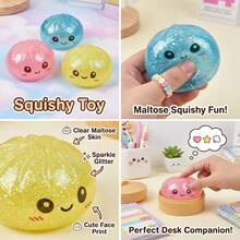 1pc Interesting Steamed Bun Squeezing Toy, Handmade Soft Design With Slow Rebound And Sticky, Suitable As Office, Christmas, Halloween, Easter And Birthday Gift, A Fun Squeezing And Sticking Game - Multicolor - View 6