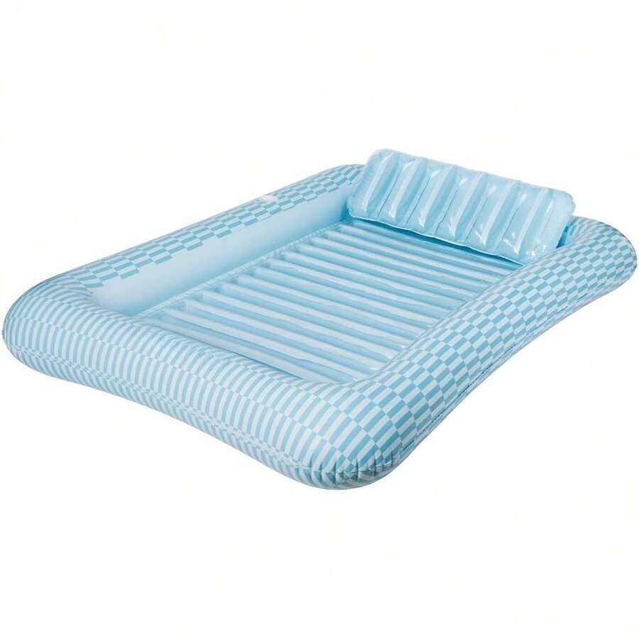 Luftmatratze Pool - Wassermatratze, Schwimmmatratze, Luftmatratze Strand, Wasserhängematte, Pool Zubehör Spaß, Tanning Pool (205x140x38cm) - Blau - Übersicht 1