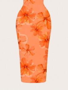 Vestido camisero de longitud completa ajustado con estampado de cerezas, adecuado para el verano - Multicolor 6 - Ver 4