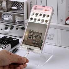 2入組透明壓克力手機支架 | 終極桌面配件-適用於手機和平板電腦，免持追劇必備 - 兩個.透明色 - 查看 1