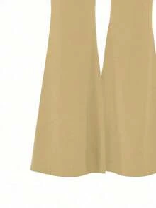 Pantalones acampanados unicolor - Caqui - Ver 5