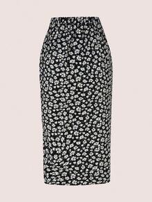 Vestido largo con estampado floral, abertura y cordón ajustable para mujer, ideal para vacaciones y playa en tallas grandes - Multicolor - Ver 2