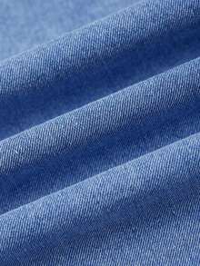 Falda larga de mezclilla azul holgada y casual para mujer - Azul lavado medio - Ver 3