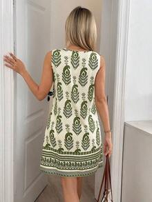 Vestido de verano casual con estampado tropical para vacaciones de mujer - Multicolor 10 - Ver 4