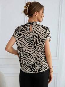 Camisa de mujer con estampado de leopardo, de verano, de manga ancha, para uso diario - Multicolor 2 - Ver 2