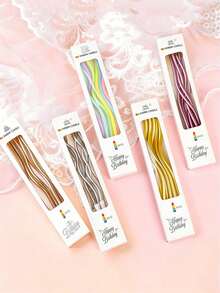 6pcs/Box Long Spiral Metallic Cake Candles, Thin Coil Birthday Candles With Holders For Cake Decoration, Suitable For Birthday Party, Graduation Season, Wedding, Celebration And Other Events - View 1