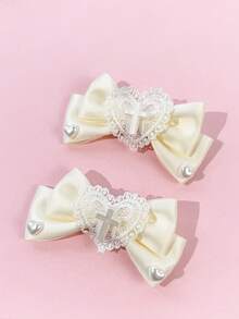 2pcs/Set Cute Heart & Bow Tie Hair Clips, Versatile Accessory For Daily Commute, Festivals, Parties, Outings, Gifting To Best Friends,Snap Clip,Claw Clips - Multicolor - View 22