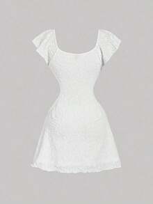 Vestido mini minimalista de unicolor para mujer - Blanco - Ver 5