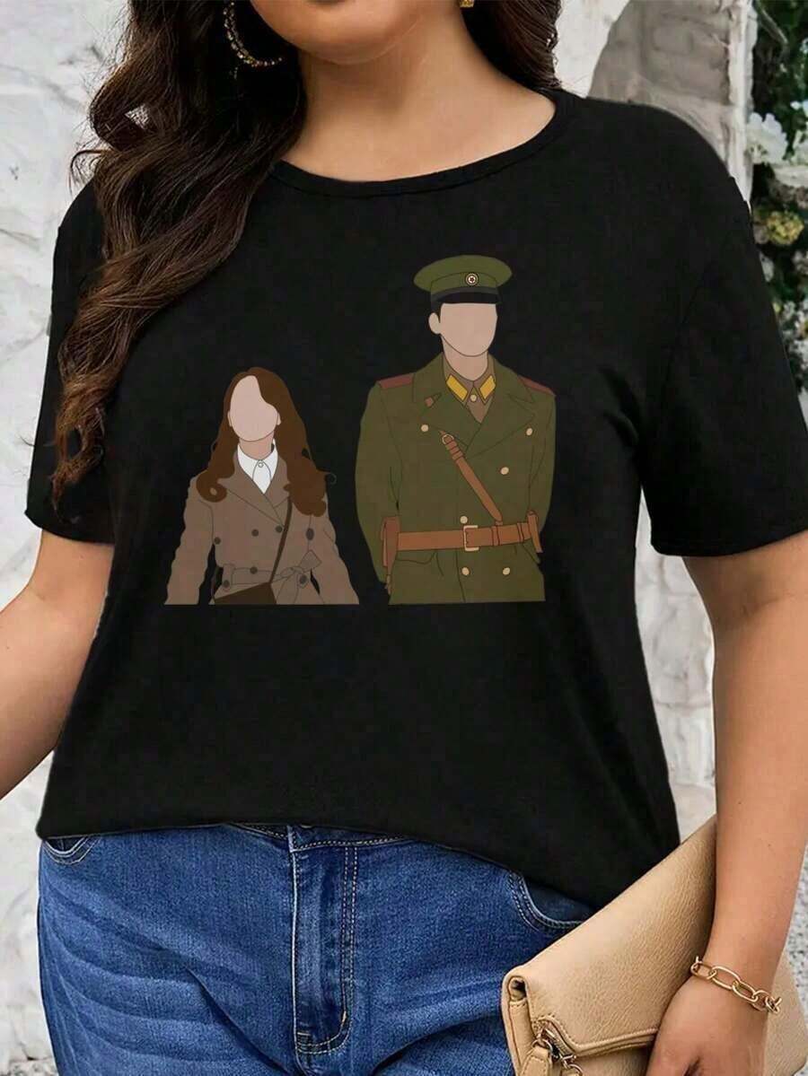 Crash Landing On You BinJin Hyun Bin Son Ye Jin Oppa Kdrama Drama Coreano Camiseta de Talla Grande para Mujer - Negro - Ver 1