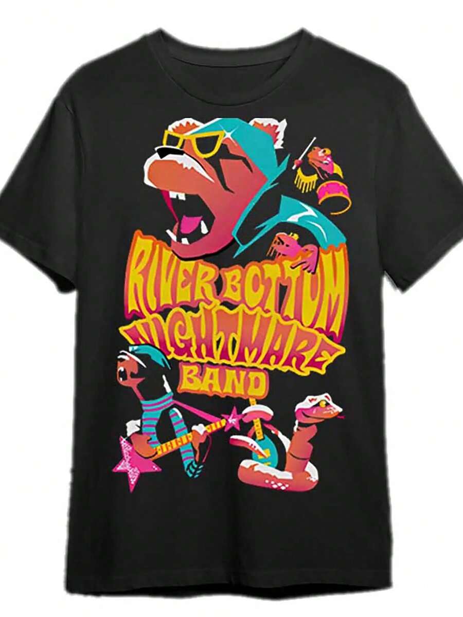 Camiseta unisex, para hombreNeónRosa&VerdeSerpienteGuitarrista&BateristaBandaGráficoCamiseta-TranspirableSueltoAjusteCortoMangaTeeconMúsicaDiseño,RedondoCuelloInformalCamisaAdecuadoparaAficionadosMáquinaLavable,,ropademujer,blusasparamujer,topsdemujer,playerasdemujer,DailycasualConjunto, RegularAjuste, DiarioCoincidencia, GráficoEstampado, Deportivocasual - Negro - Ver 1