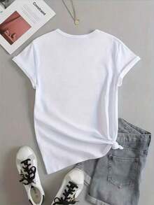 Camiseta para Mujer La Mama Mas Bonita Estampado Colorido Diseño Divertido y Festivo para Madres Talla RegularPure-Cotton - Blanco - Ver 3