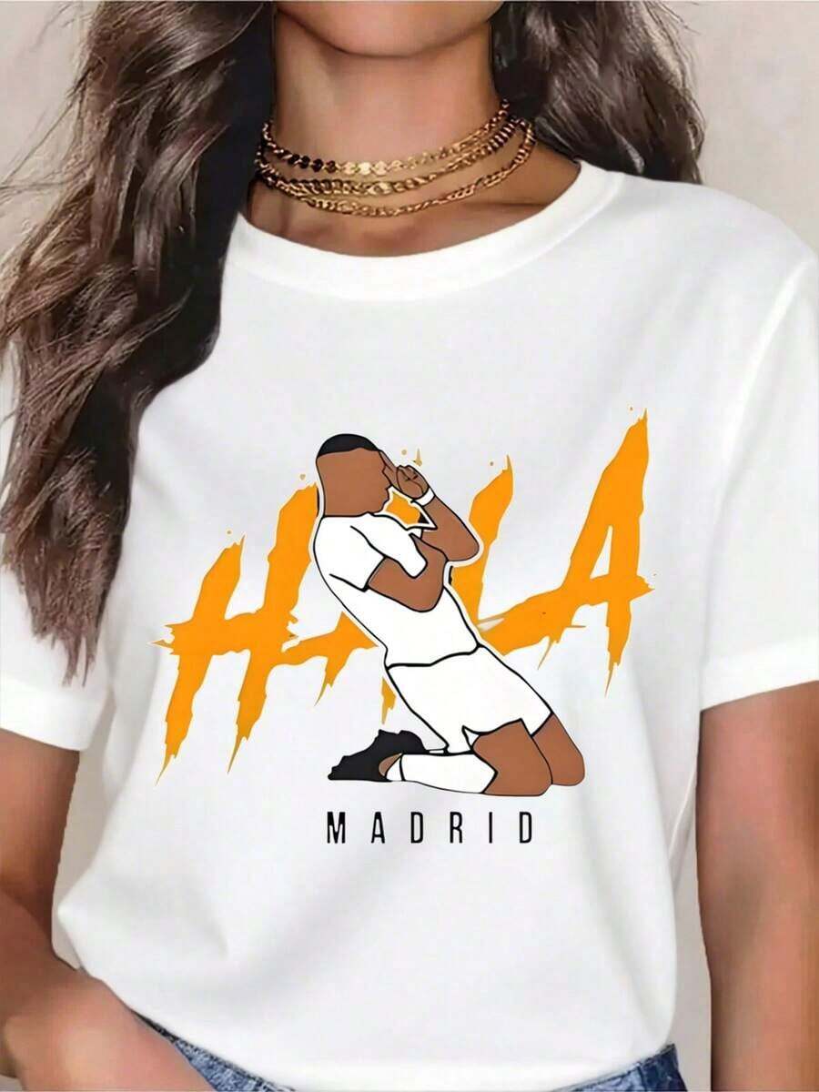 Camiseta de Fanático del Fútbol Hala Madrid - Camiseta Oficial con Diseño Inspirado en el  para Hombres y Mujeres, Perfecta para Partidos de Fútbol, Regalos y Eventos Deportivos vestidos de graduación - Blanco - Ver 1