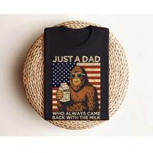 Camiseta divertida para el Día del Padre, camiseta con la frase "Solo un papá que trajo leche a casa", camiseta "Papá Bigfoot", regalo para papá, regalo para esposo, regalo de cumpleaños para papá. - Negro - Ver 8