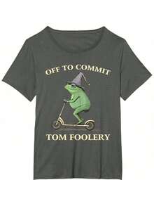Funny Frog Graphic Saying Off To Commit Tom Foolery T-Shirt - Black - View 11