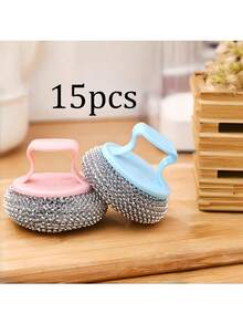 5/15/30pcs Random Color Metal Scouring Pads With Handle, Multi-Functional Kitchen Cleaning Brush Set, Suitable For Pots, Pans And Stoves, Non-Scratch Cleaning Tool - Multicolor - View 11