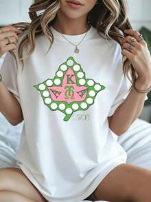 Elegante y casual para mujer, manga corta, camiseta blanca con estampado de la hoja de arce del Día de Canadá Alpha Theta 1908, top casual de verano para mujer. - Blanco - Ver 8