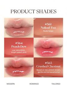 JOOCYEE GLOSSY ROUGE Lipstik Transparan Tinggi dengan Lapisan Cahaya yang Mengunci Riasan, Memberikan Nuansa Bercahaya Seperti Cermin, Tidak Lengket, Melembapkan, Riasan Alami, Tahan Lama, Anti Luntur - 566 Teh Manis - View 7
