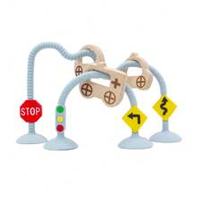 Silikon Baby Frühförderung Schiebe- und Ziehspielzeug, kleines Auto Verkehrserkennung Spielzeug, Hochstuhl Saugnapf Spielzeug, Lernspielzeug, Weihnachts- Halloween- Thanksgiving Geschenk - Verschiedenfarbig - Übersicht 10