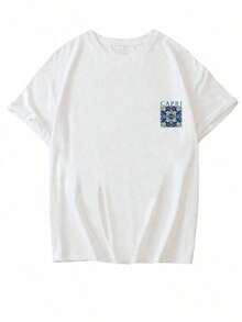 Women's Loose-Fitting T-Shirt With A Round Neck And Exquisite Print. Soft And Breathable Fabric, Comfortable To Wear, And Short Sleeves. Casual And Relaxed Fit, Versatile Style. Made From High-Quality 100% Pure Cotton (200 G). - 白色 - 查看 4