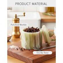 Bodega de sal de ónix con tapa de 4 pulgadas bodega de sal de mármol natural hecha a mano recipiente de sal de cocina para encimera caja de sal recargable para cocinar condimentar y comedor - Verde - Ver 4