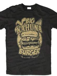 Camiseta de Cine Pulp Fiction para Hombres - Dise?o Big Kahuna Burger & Tarantino, Manga Corta de Algodón Casual en , Ropa Icónica de Película para Fans, Cuello Redondo Lavable a Máquina para Verano - Negro - Ver 1