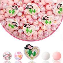 25/44/46pcs 3D Cactus Shaped Silicone Bead Set, Plant Silicone Beads, Loose Bead Set, 15mm Silicone Round Beads, Floral Print Beads, Colorful Round Beads, Suitable For Jewelry Making, Earrings, Necklaces, Bag Chains, Beaded Pens, Phone Straps, Makeup Brushes, DIY Spring And Summer Beading - Cactus Plant Series - View 19