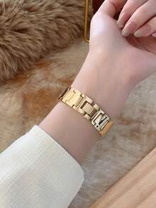 1pc Women's Minimalist Fashion New Diamond-Studded Quartz Watch, Gold/Silver Color, Suitable For Daily Wear And Decoration - Gold - View 6