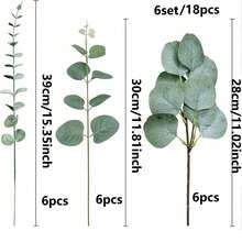 3/18 Stems Mixed Artificial Eucalyptus Leaves And Branches, Bulk Silver Dollar Eucalyptus Greenery, Artificial Eucalyptus Stems, Wedding Centerpiece Decor, Floral Arrangement, Gifts, Graduation - Multicolor - View 13
