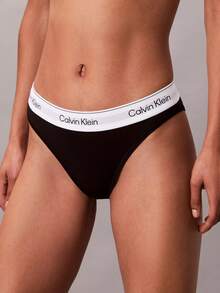 Calvin Klein Icon Tanga de algodón y modal QF8524 - Negro - Ver 1