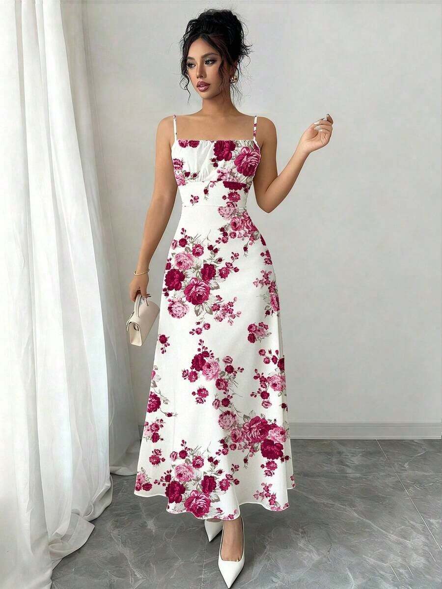 Vestido floral elegante, verano - Rosa - Ver 1