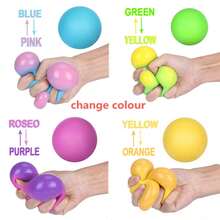 1 pieza Pelota de estrés que cambia de color de forma creativa, pelota de estrés de rebote lento y suave, pelota de amasar de TPR, juguete antiestrés para estudiantes, color aleatorio - Multicolor - Ver 1