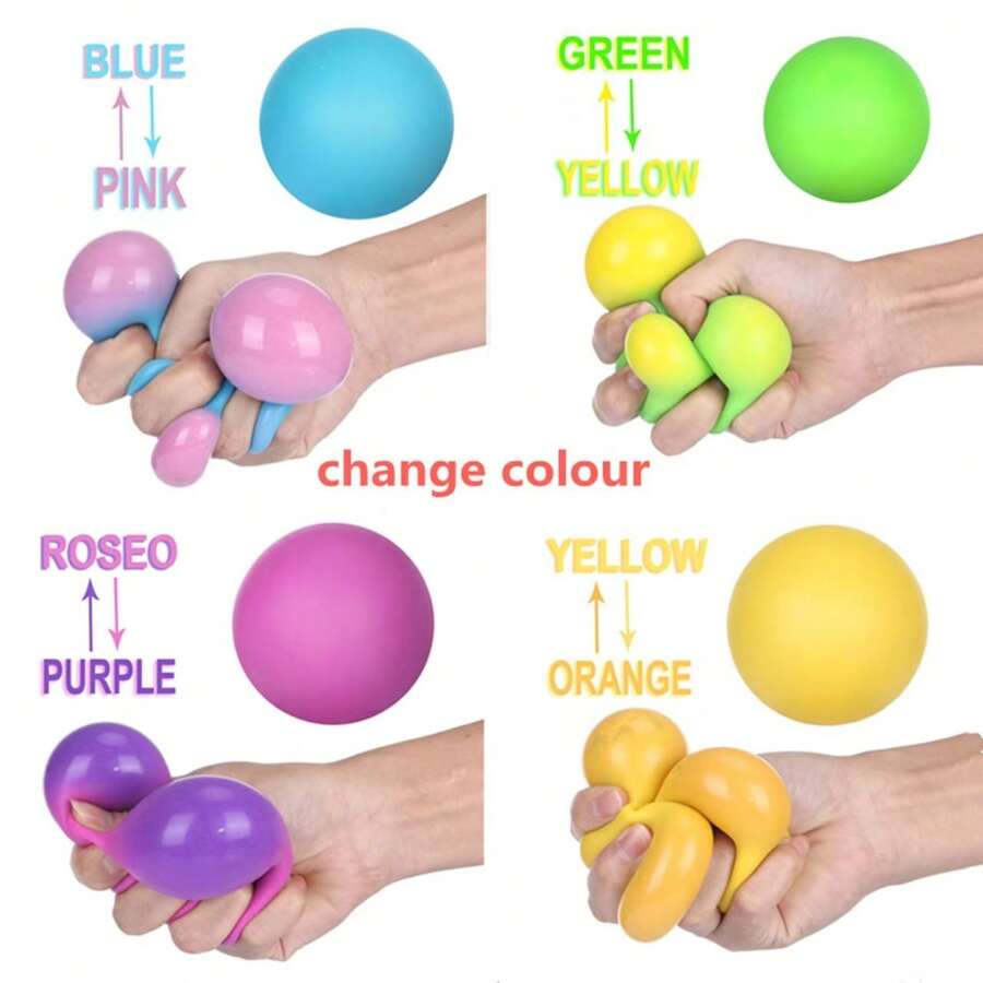1 pieza Pelota de estrés que cambia de color de forma creativa, pelota de estrés de rebote lento y suave, pelota de amasar de TPR, juguete antiestrés para estudiantes, color aleatorio - Multicolor - Ver 1