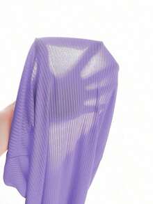 Vestido casual de mujer de unicolor, acanalado y ajustado sin mangas - Morado Violeta - Ver 4