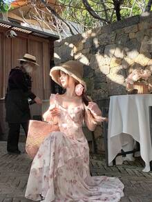 Women Long Dresses - Pink - View 10
