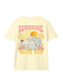Edición Limitada: Camiseta Gráfica Vintage de Talla para Mujer, Corte Holgado Casual con Cuello Redondo y Manga Corta, Estampado de Ondas Solares, Ropa de Playa con Estética Y2K, Top Transpirable de Verano para Vacaciones, Estilo Surf, Ropa Urbana, Estilo Boho Chic para Uso Diario, Perfecta para Playa, Vacaciones, Viajes, Salidas de Fin de Semana, Reuniones Informales, Festivales de Verano, Escapadas Costeras, Look Urbano. Algodón Ligero. - Albaricoque - Ver 4