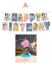 Velas con números de dos colores, azul y rosa, así como decoraciones temáticas como sets de banderines, recuerdos de fiesta, decoraciones y arreglos para fiestas de cumpleaños, decoraciones de velas para aniversario y velas decorativas para pasteles - Multicolor - Ver 3