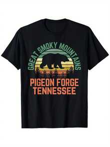 Pigeon Forge Tennessee Great Smoky Mountains National Park Cotton Crew Neck T-Shirt For Women And Men Short Sleeve T-Shirts For Men And Women - 黑色 - 查看 7