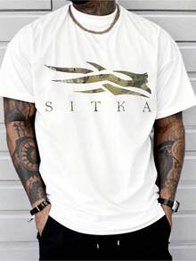 Camiseta SITKA de punto casual con estampado de nido de abeja, 100% algodón, 180g - transpirable, cuello redondo, corte regular, para todas las estaciones, con estampados de dibujos animados geniales, adecuada para uso diario, actividades al aire libre y viajes. - Blanco - Ver 1