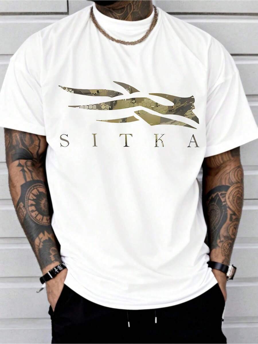 Camiseta SITKA de punto casual con estampado de nido de abeja, 100% algodón, 180g - transpirable, cuello redondo, corte regular, para todas las estaciones, con estampados de dibujos animados geniales, adecuada para uso diario, actividades al aire libre y viajes. - Blanco - Ver 1