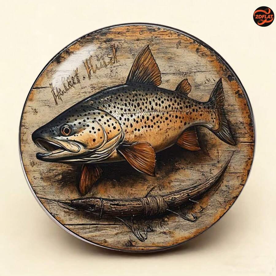 1個復古木質紋理棕鱒魚胸針,創意手繪動物徽章,男士西裝翻領針,女士牛仔外套裝飾,釣魚愛好者收藏禮物,個性化時尚配件,復古歐美風格 - A - 查看 1