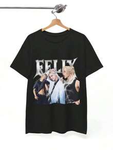 Camiseta de cuello redondo divertida para hombre y mujer de talla grande, camiseta de moda para mujer, camiseta vintage de K-Pop para hombre con estampado de la cara de  - Camiseta de manga corta con cuello redondo 100% algodón, ajuste regular, camisa casual para fans de K-Pop, regalo de San Valentín, Navidad y Año Nuevo. - Negro - Ver 1