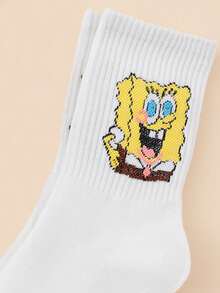 SpongeBob SquarePants 4雙女款趣味個性化卡通可愛中筒襪，四季皆宜，舒適，豐富色彩，適合日常穿著 - 彩色 - 查看 3